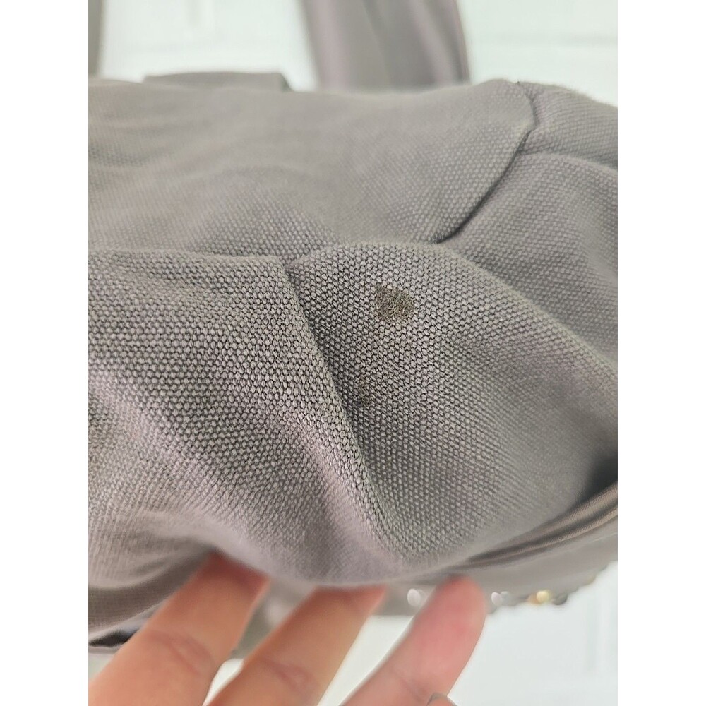 DIESEL Vintage Archive Studs Leather Cotton Shoulder Crossbody Bag Grey Y2K Rare - Picture 11 of 16